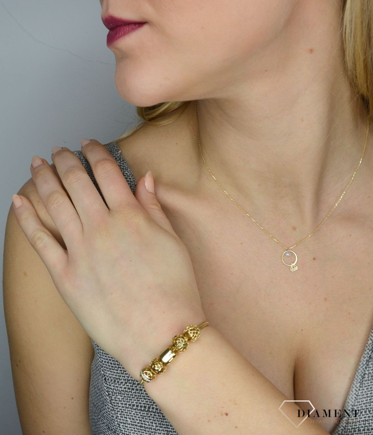 Złota zawieszka charms do bransoletki typu Pandora 585 ażurowa ZA 5754 585.jpg